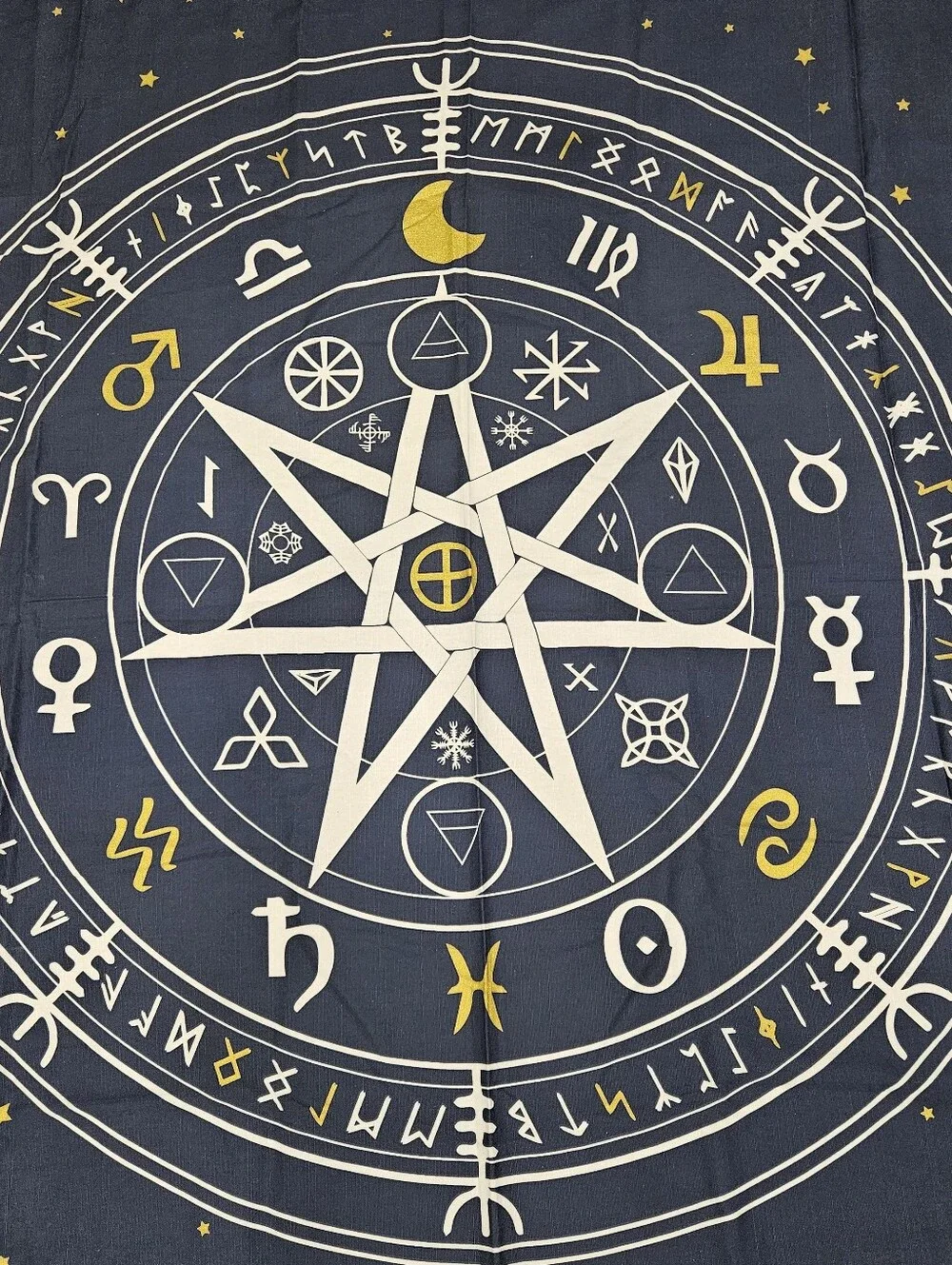 Tabitha and the Moon Zodiac Astrology Tarot Fabric Celestial Shower Curtain NWOT
